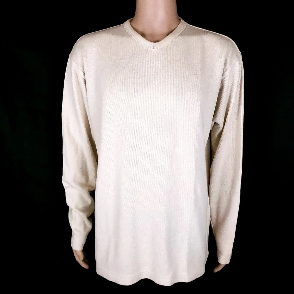 Wrangler Men Sweater V-neck Knit Long Sleeves Cream Size L - NWT
